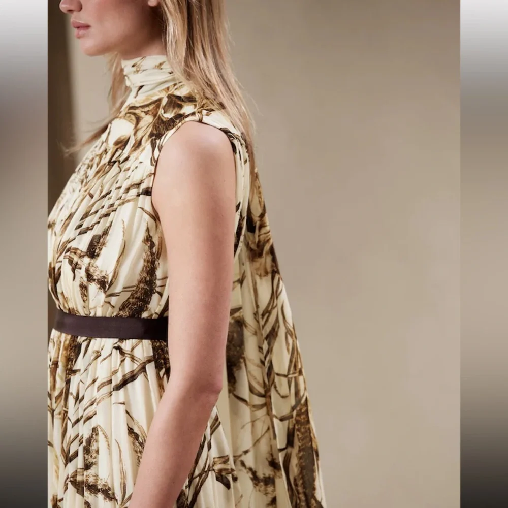 Banana Republic Cream Maxi Dress with Brown Floral Print